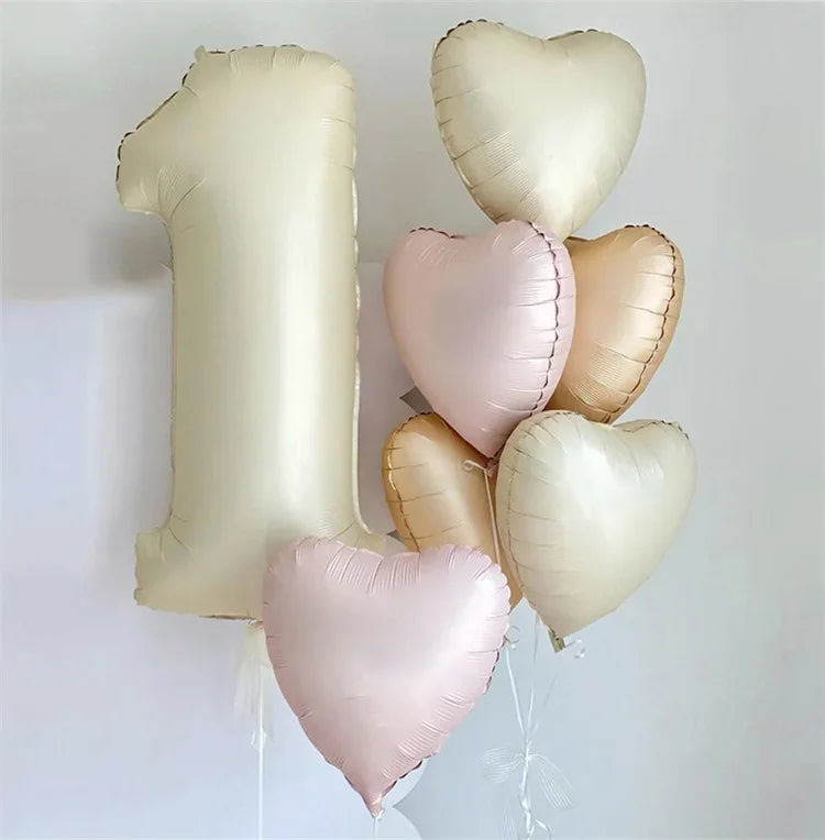 CHUYUN Happy Birthday Zahlenfolie Ballons - 8er Creme 40cm