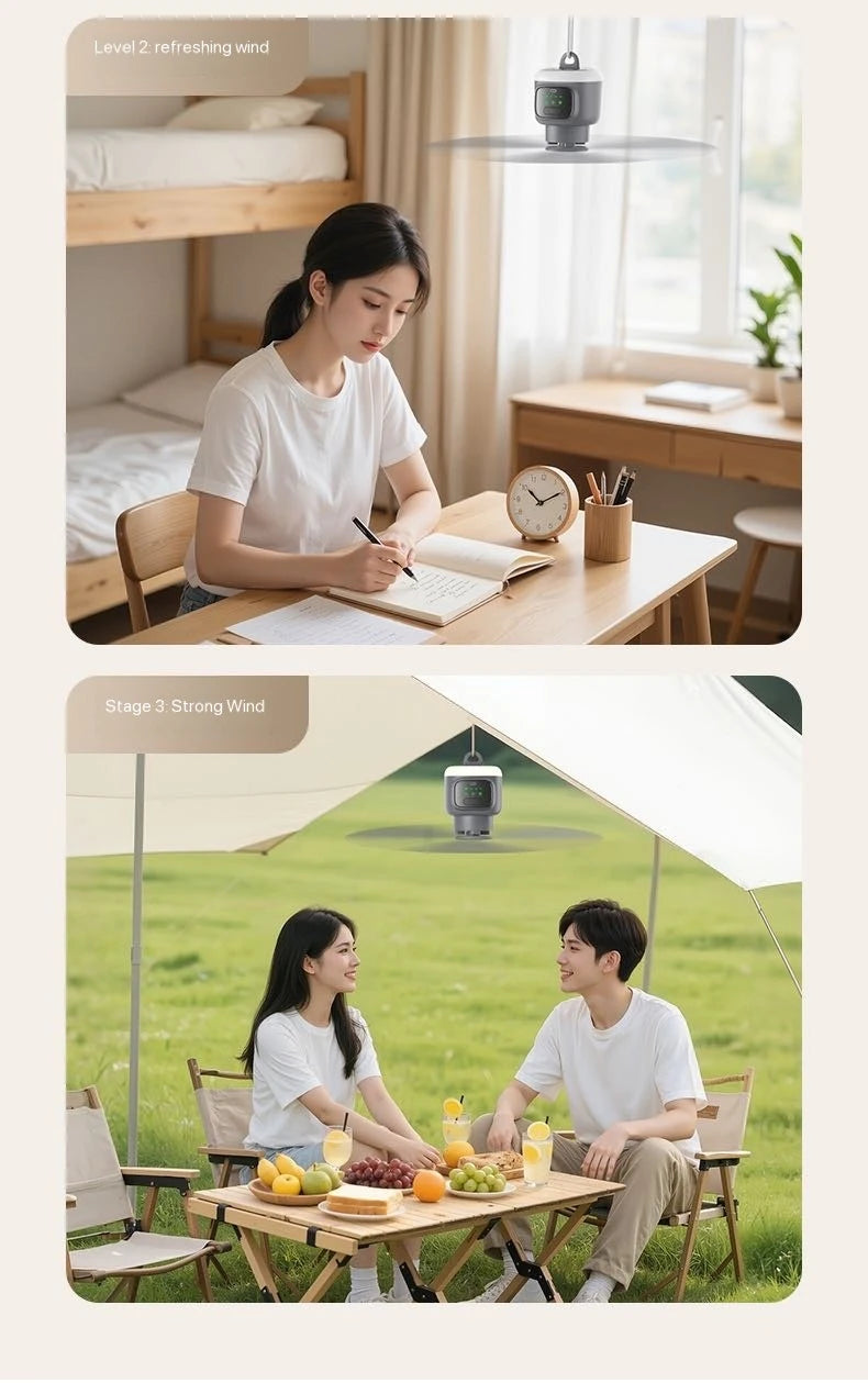 New Remote Control Mini Ceiling Fan USB Wireless Cooling Fan 12000mAh Portable LED Night Light Camping Fan with USB Ceiling Fan