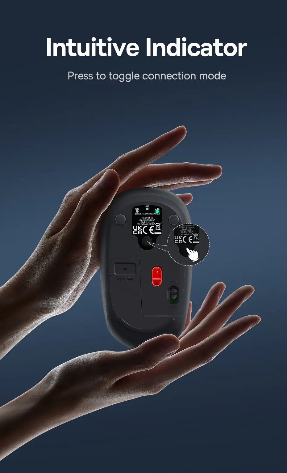 Baseus F01B Wireless Bluetooth 5.0 Maus - 1600 DPI, Silent Click, für MacBook, Tablet, Laptop, PC und Gaming