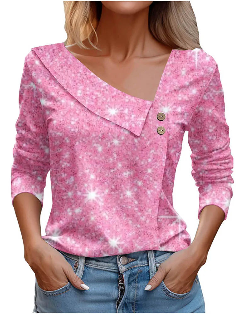 T Shirt For Women Fashion Long Sleeve Top White Floral Print Shirts And Blouses 3D Print Clothes For Women 2025 y2k