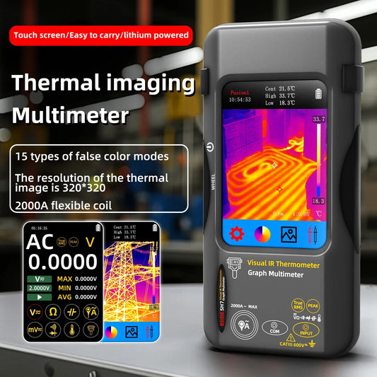 Cameră de termoviziune 2025: BSIDE SH7 320*320 Cameră de termoviziune 20000 de numărări - Multimetru digital cu ecran tactil 2 în 1 Cameră IR Reparații lentile macro Colecție PCB