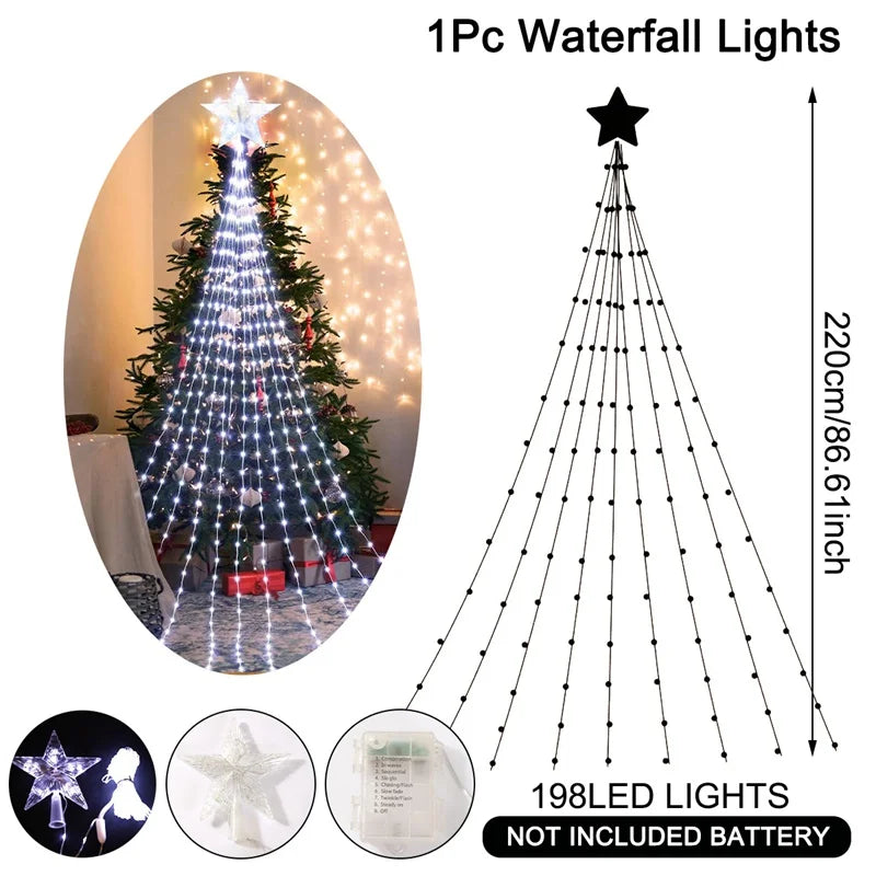 Choice XD2409 Weihnachtsstern Wasserfall-Lichterkette - 198 LEDs 2,2m