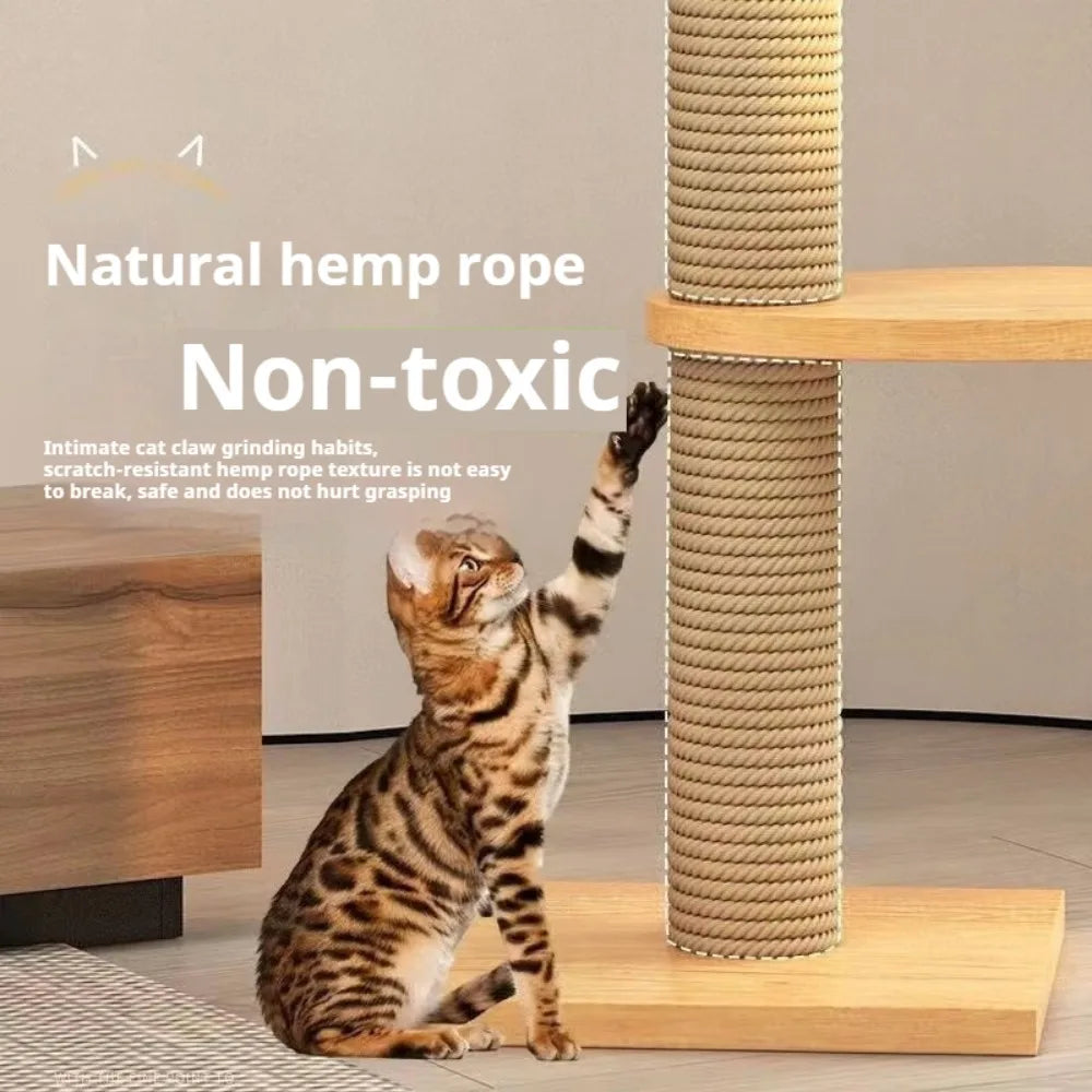 Cat Tower Cat Tree  Adjustable Multi-Function Floor To Ceiling Wooden House Tower For Large Cats With Large Cat Accessories