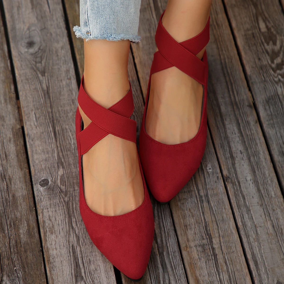 RZSMTYA Damen Atmungsaktiv Loafer - Gummisohle Spitze