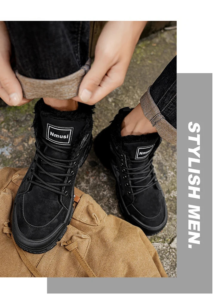 Ghete de iarnă călduroase cu căptușeală din velur Choice B2-M2299 - Mărimea EU 39-44, Toc 1-3 cm, Antiderapante