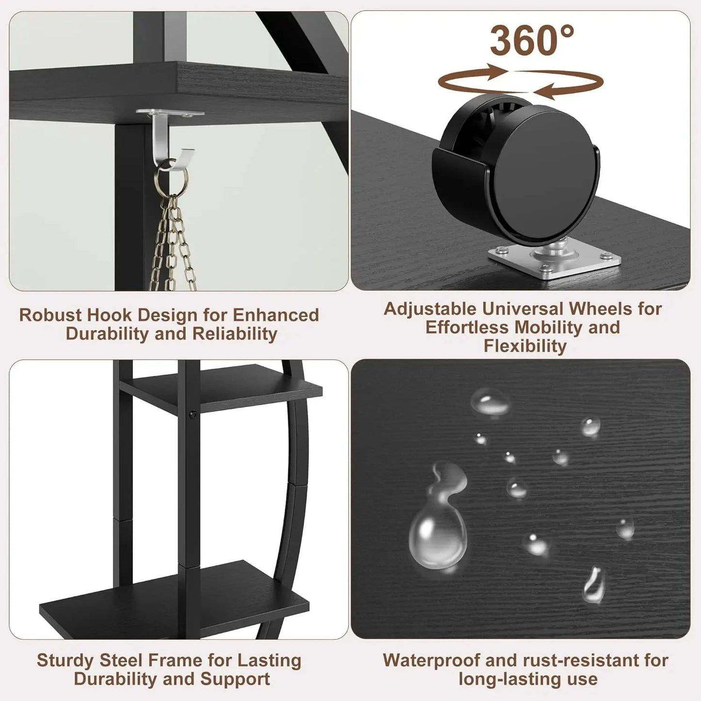 2 Stück Pflanzenständer mit Wachstumslicht/Rollrädern, Pflanzenständer für den Innenbereich, 6 Etagen, 175 cm hoch, großes Pflanzenregal für drinnen und draußen by Golden Bridge Store