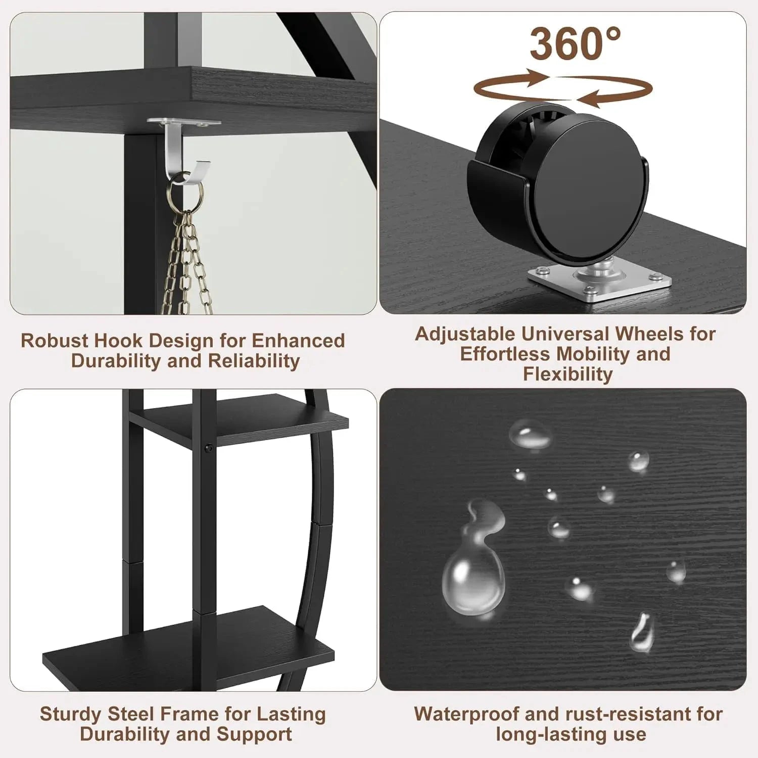 2 Stück Pflanzenständer mit Wachstumslicht/Rollrädern, Pflanzenständer für den Innenbereich, 6 Etagen, 175 cm hoch, großes Pflanzenregal für drinnen und draußen by Golden Bridge Store