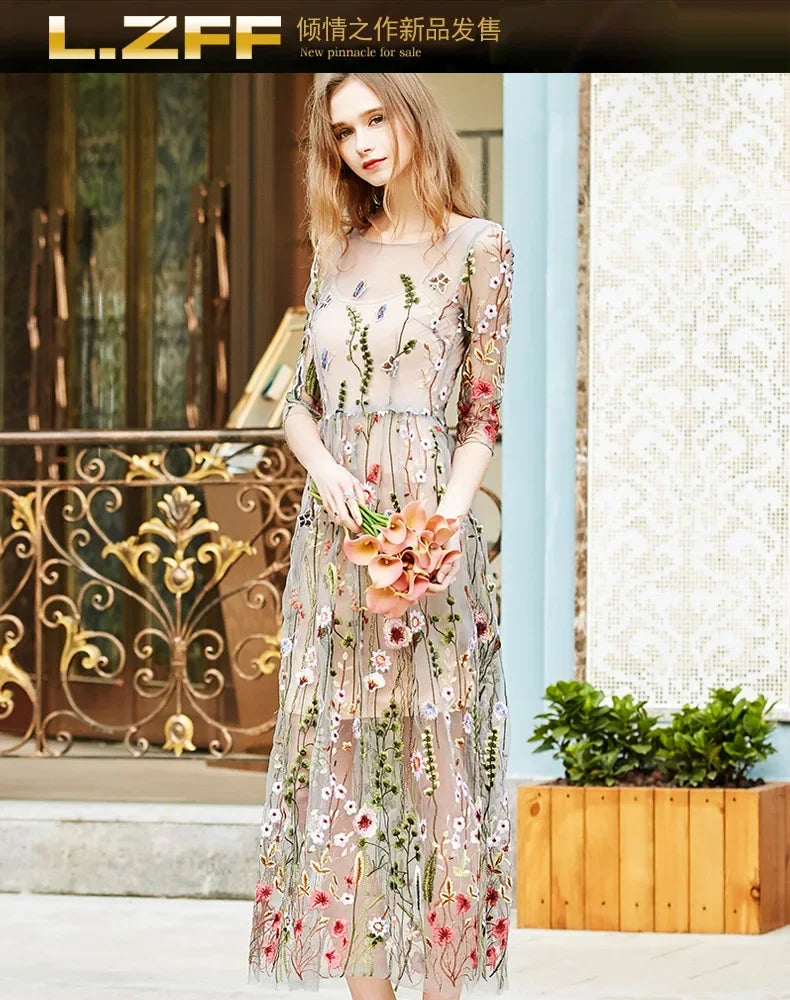 Damen Partykleid 2025 - Elegant Party Dress Bohemian Summer Seaside Resort Beach Long Skirt