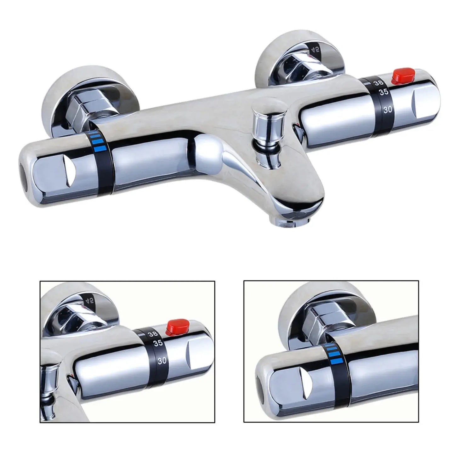 Thermostatisches Mischventil, Messing-Duschventil mit Temperaturregelung, Verbrühungsschutz-Badezimmer-Duscharmatur mit Durchflussregelung by Golden Bridge Store