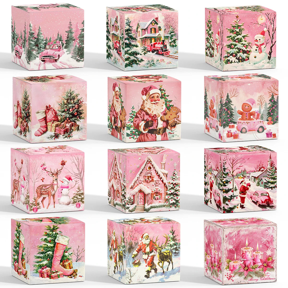 WEIGAOCN Weihnachts Box Pink Santa Kompakt - Inhalt 6/12 Stück Papier