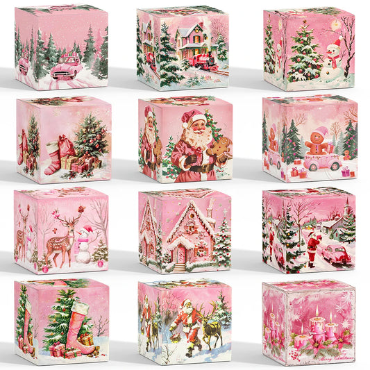 WEIGAOCN Weihnachts Box Pink Santa Kompakt - Inhalt 6/12 Stück Papier
