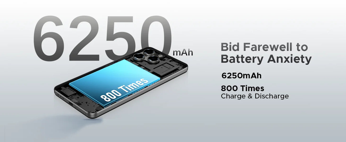 DOOGEE Note58 Pro Großes Display 6,75 Zoll - 6250mAh, 256GB Speicher