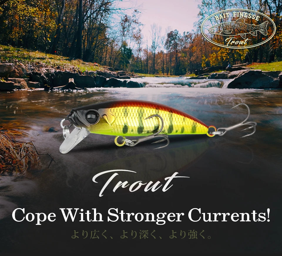 TSURINOYA 46S Sinking Minnow Fishing Lure Intruder 46mm 5g Artificial Trout Ajing Stream Lake Jerkbait Rockfishing Hard Baits