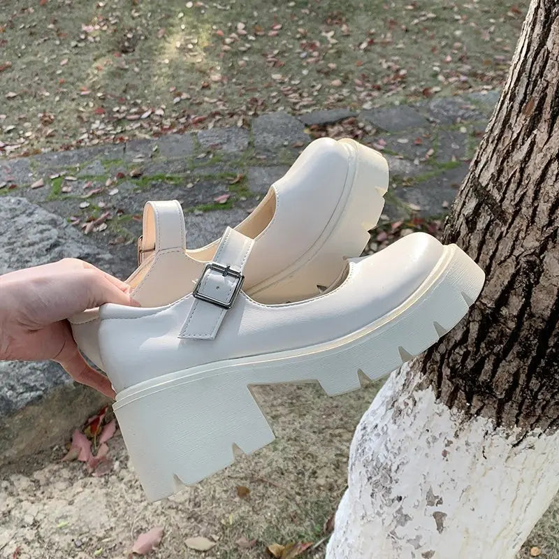 Frauen Schuhe 2025 - Neue Mädchen Lolita Schuhe Leder Herz Knöchel - Mary Jane Schuhe Süß Sexy Retro British Style