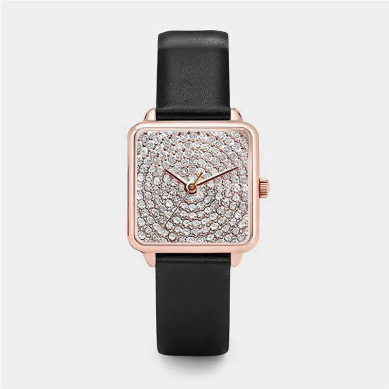 Luxuriöse Strass Damenuhren - Top Marke Elegante Quadratische Analog Quarz Uhr - Modische Damenuhr Geschenk