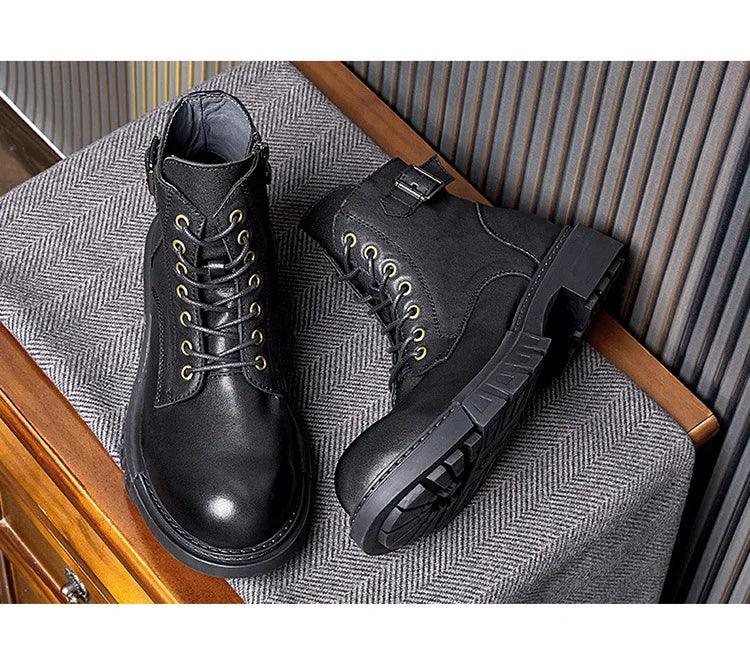 Classic handmade vintage leather ankle boots genuine leather