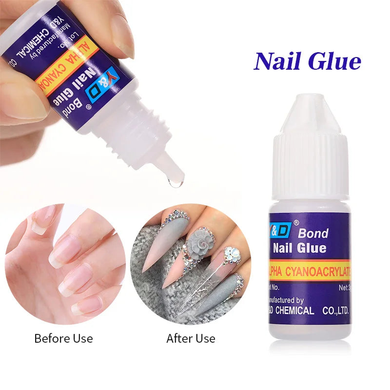 New Fast Drying Nail Glue for Acrylic False Nails 3D Rhinestone Decoration Professional Glue Extension Manicure Adhesive Tools