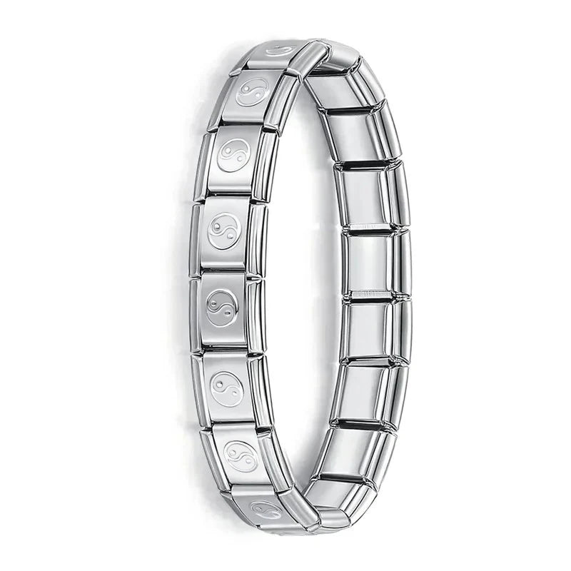 Hapiship Neue Damen Schmuck 9mm Breite Italienisch Elastisch Anhänger Armband Mode Edelstahl Armreif ST-