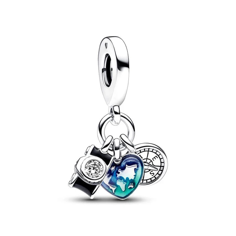 925 Silber Einkaufstasche Koffer Reisepass Handtasche Kamera Liebe Reise Leben DIY Perlen für Original Pantaro Charms Armband Schmuck