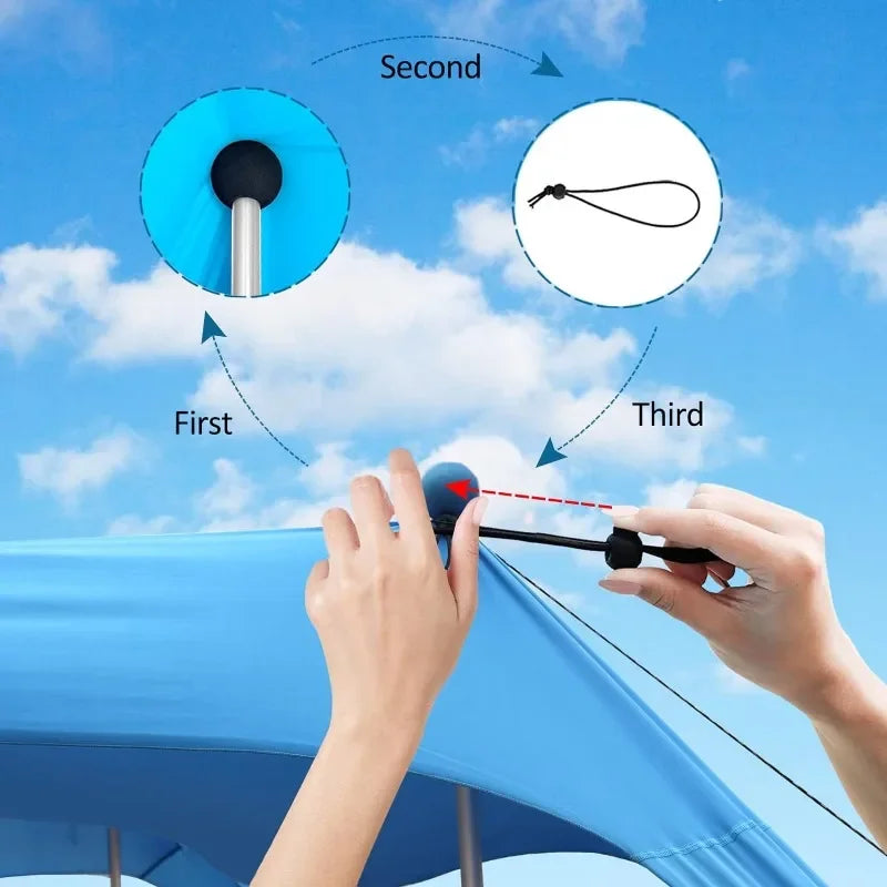 Portable Canopy Beach Tent Pop-up Sunshade UV Resistant Camping Bed Tent Windproof and Sunscreen Sun Shelter Canopy Garden House