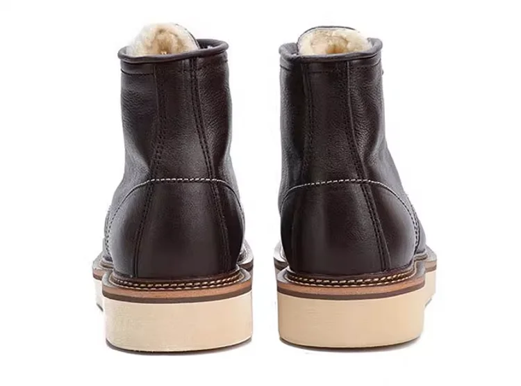 BEKEDEKECN Schneestiefel Warmes Wollfutter - Obermaterial Leder, Innenfutter Wolle, Schnürung Knöchelhoch