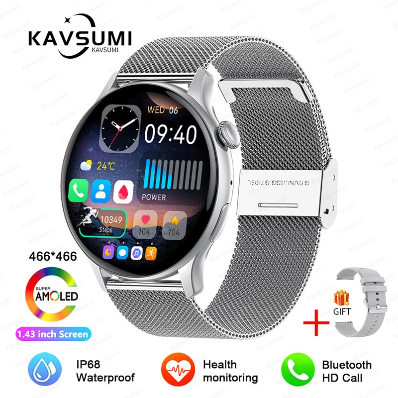 NFC Smartwatch AMOLED HD GPS - 220–300 mAh, 1,43 Zoll Display, 5 Tage Akku