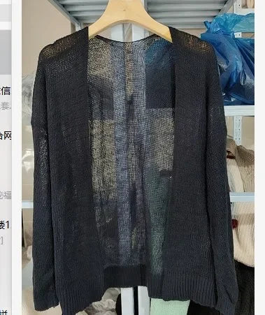 MOONBIFFYCN Cardigan Oversize - Größe One Size, Material Polyester, V-Ausschnitt, Farbe Uni