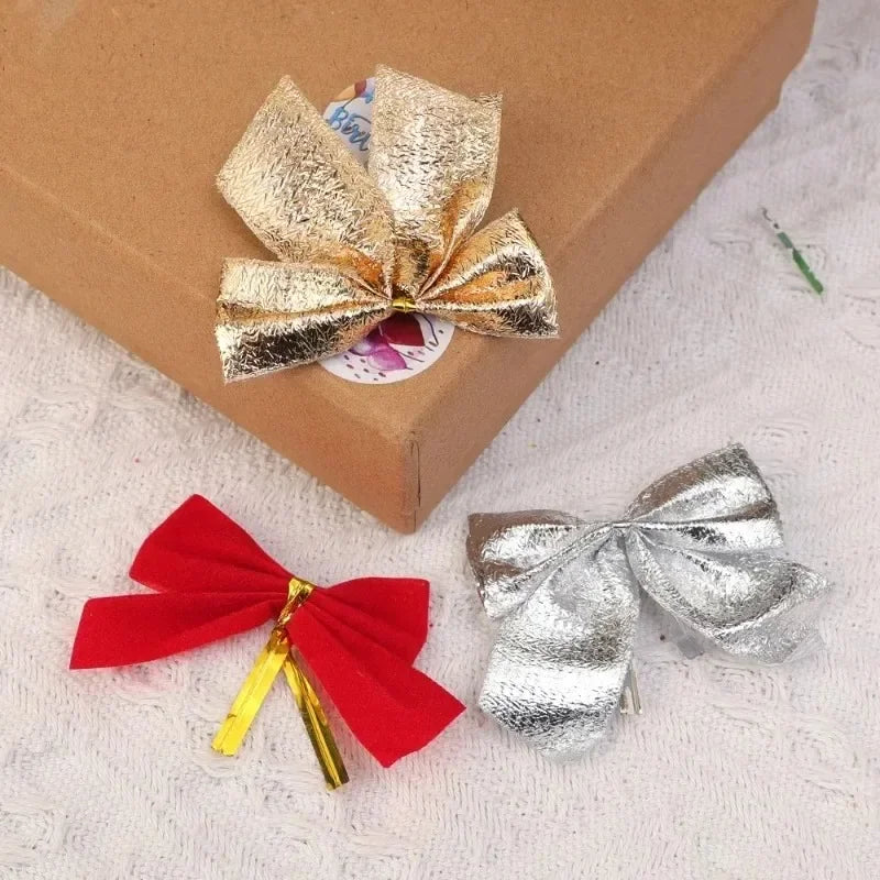 Choice 240/12PCS Mini Schleifen Anhänger Rot Gold - Größe 4 cm Kunststoff