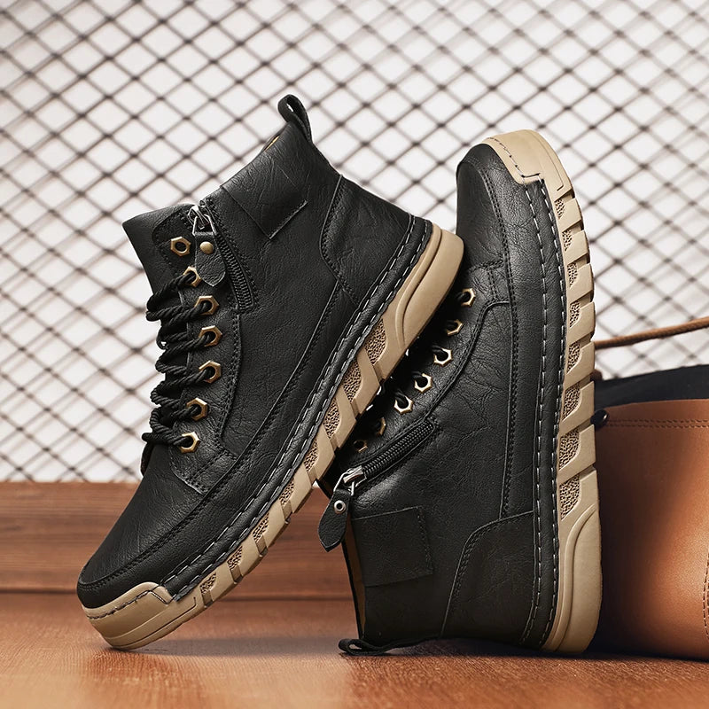 Yeinshaars Travel Casual Leder Stiefeletten Warm - Größe 42, Leichtes Gewicht, Antirutsch-Sohle