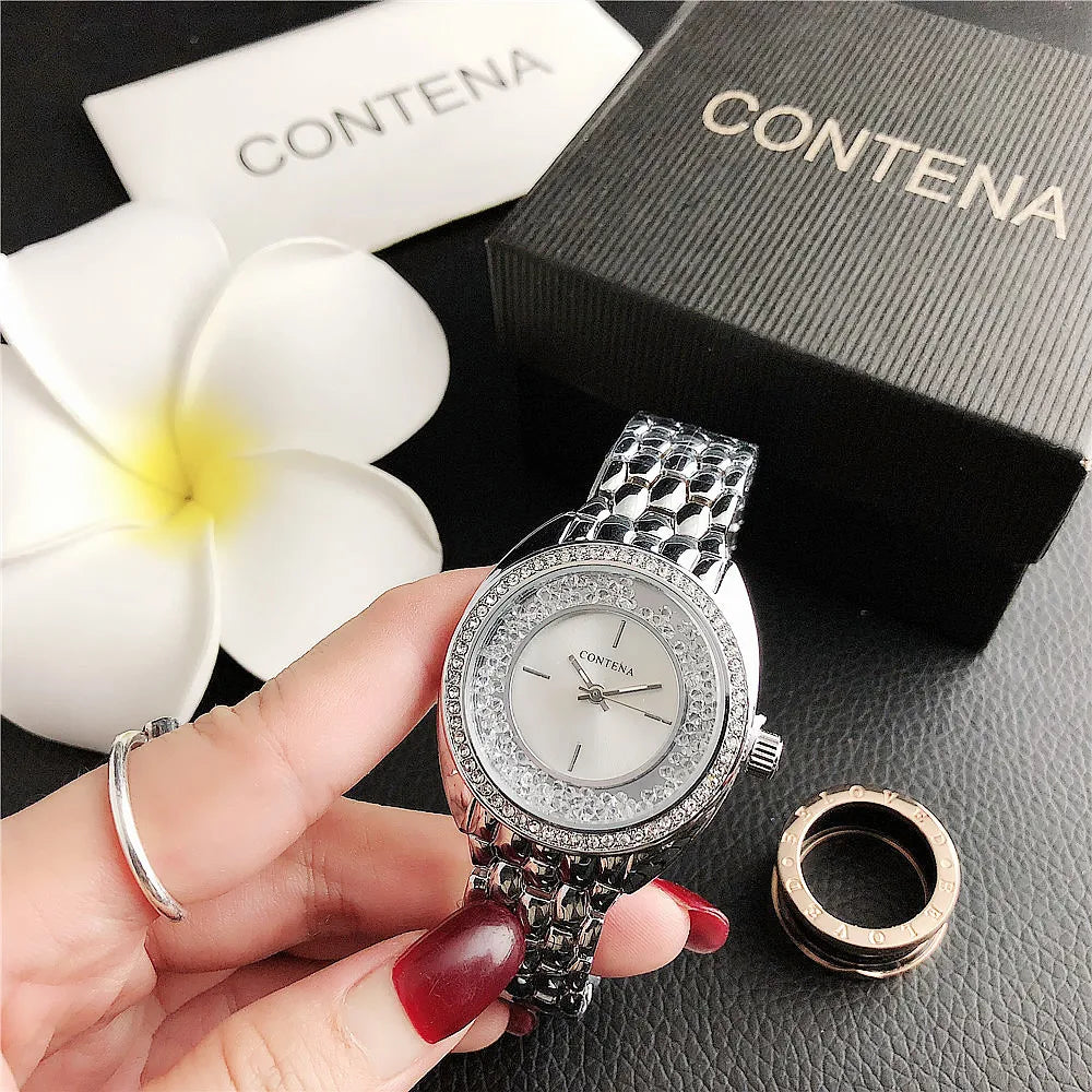 Luxury Rhinestone Rose Gold Women Watches Top Brand Stainless Steel Ladies Quartz Wristwatches Fashion Watches Women Reloj Mujer