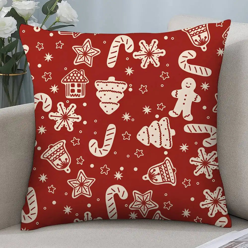 Christmas red bell Pillow Case Short plush Double-sided Print Square Throw Pillow Covers Sofa Home Cushion Decor