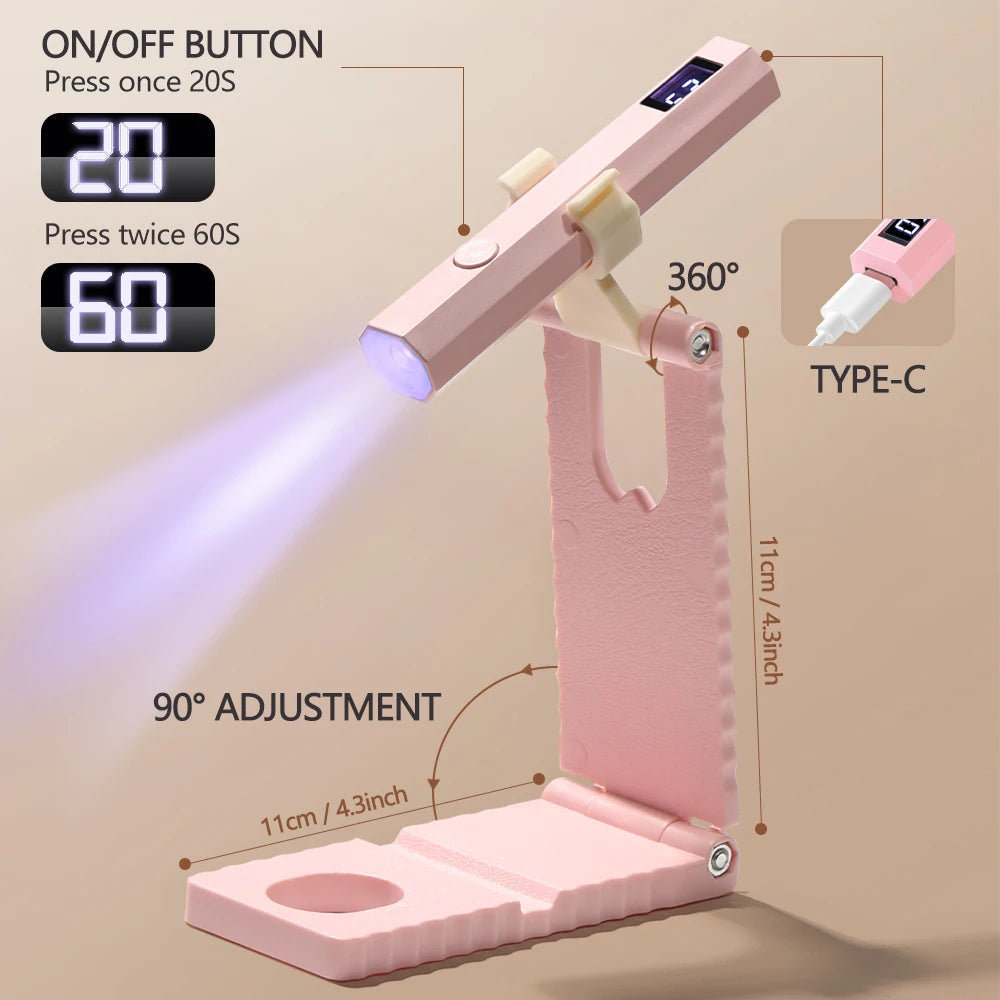 LINMANDA Minicure Handheld UV Light for Gel Nails Portable UV Nail Lamp with Stand Rechargeable Mini LED Nail Lamp Nail Dryer