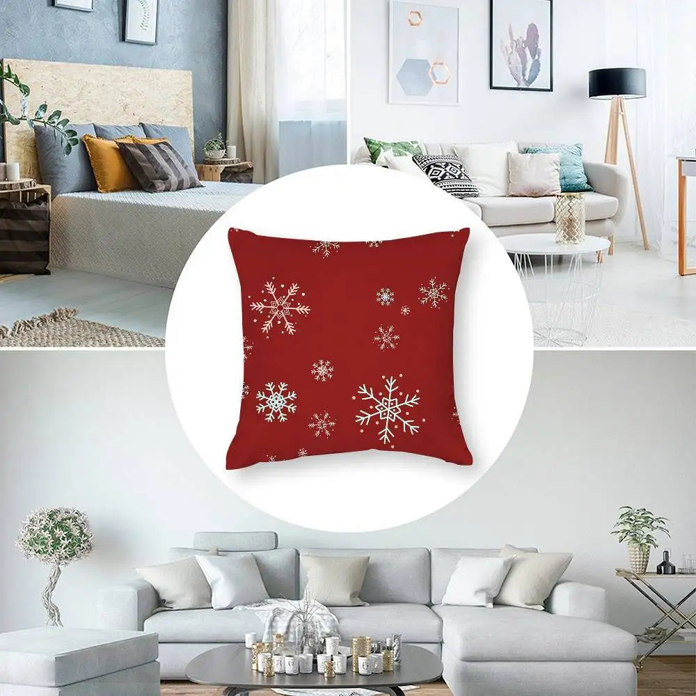Christmas red bell Pillow Case Short plush Double-sided Print Square Throw Pillow Covers Sofa Home Cushion Decor