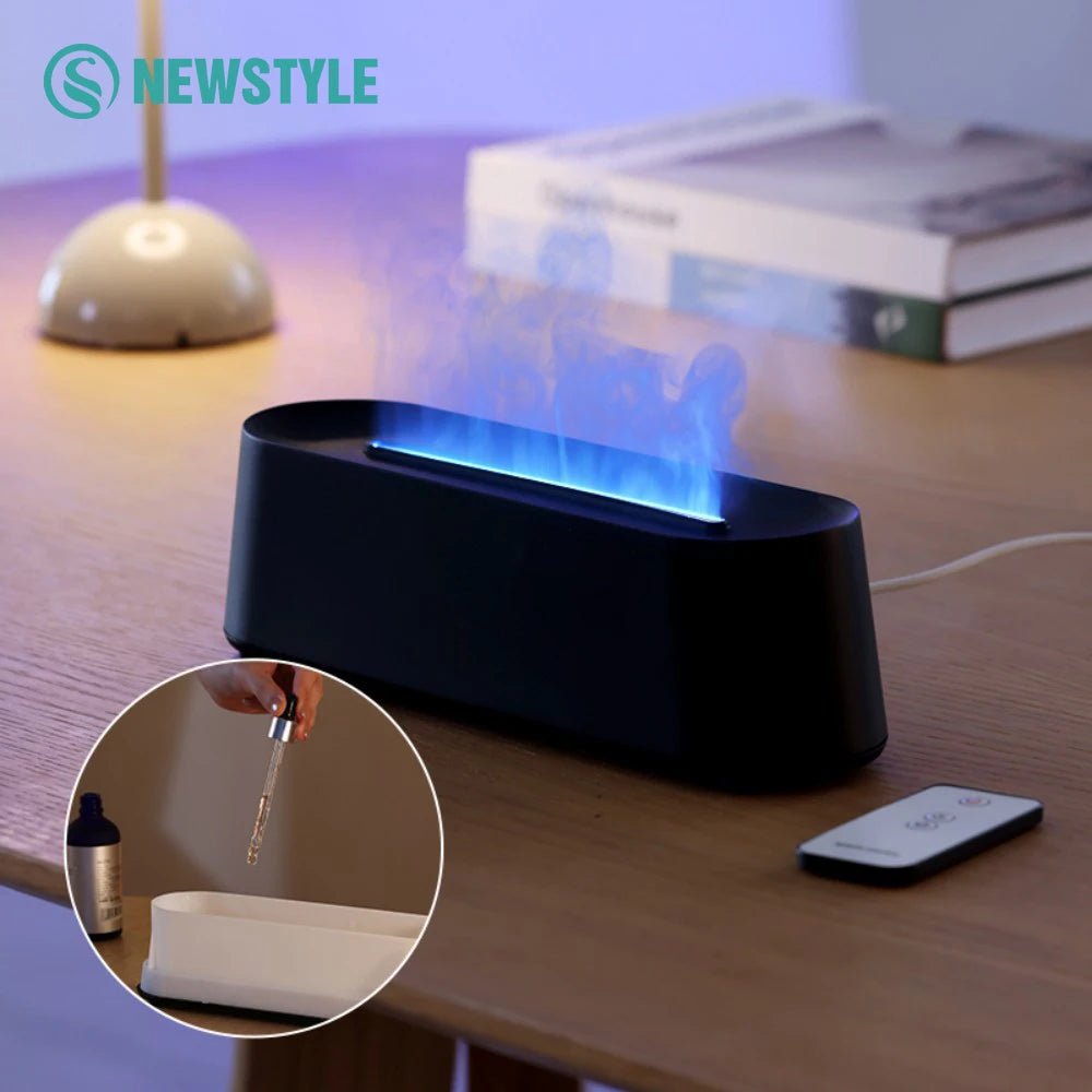 Humidifier Flame Aromatherapy Diffuser Can Add Essential Oils 7 Colours Flame Diffuser Timing Protection USB Desktop Humidifier