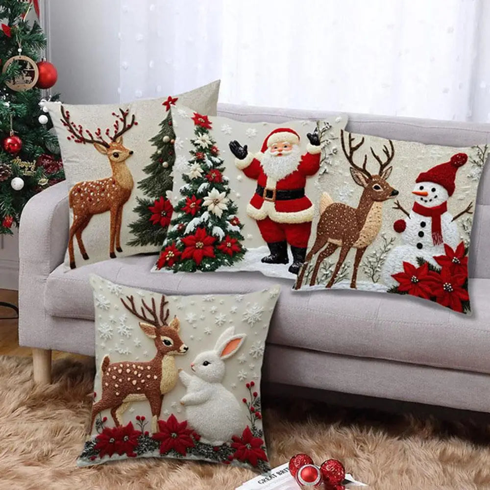 Home Decor Throw Pillow Cover Home Textile Xmas Pillow Cases Pillowslip Christmas Pillowcase Red Snowman Rabbit Elk Decoration