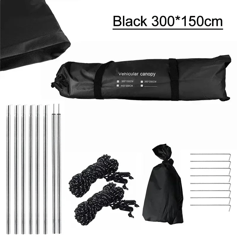 Camping Tent Family Automobile Suv Side Roof Top Sun Shelter Car Truck Sunshade Canopy Anti-UV Waterproof Rainproof Car Awning