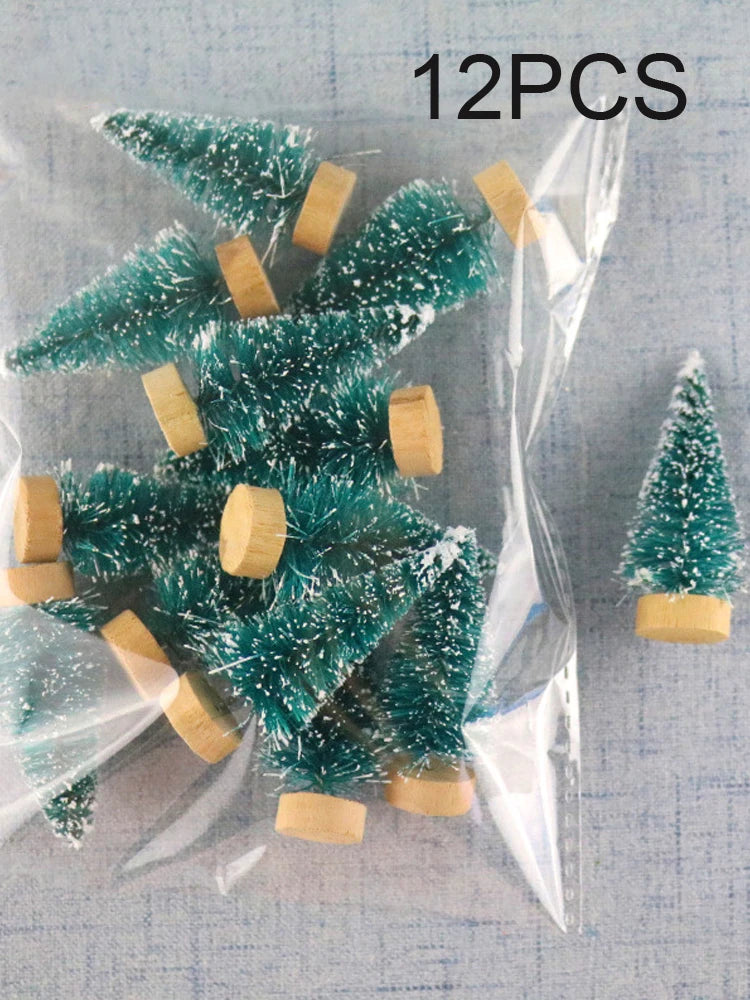 Choice Mini-Weihnachtsbaum Set - 12 Stück, Kunst-Sisal, Tischdeko