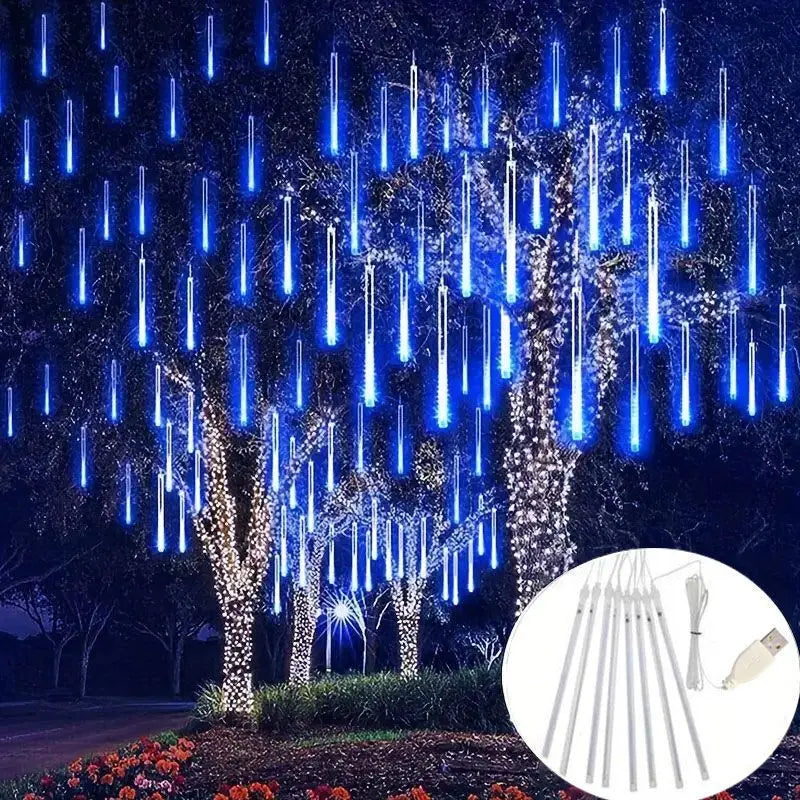 HOUHOM USB Meteor Shower Lichtkette-8 Röhren, USB-Anschluss, 30/50 cm