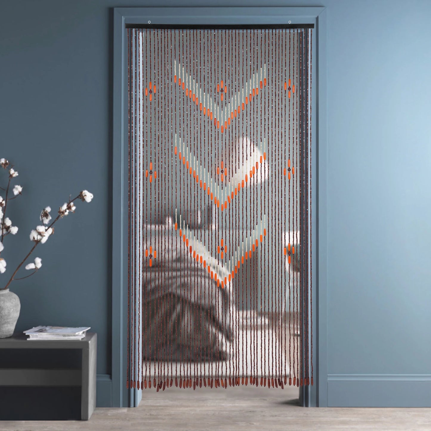 BambooHome V-Form Bambusvorhang - Baumwolle 90×190 cm