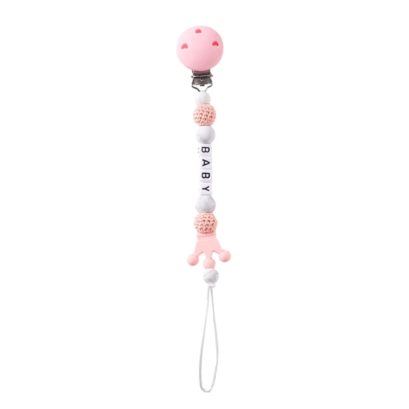 Baby Pacifier Chain Star Customizable Beads Wooden Pacifier Clips BPA Free Handmade Holder Chain Infant Nursing Teether Chain