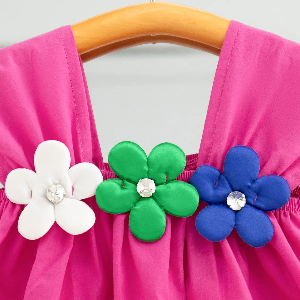 Baby Girl Dress Summer With Flower Decoration Halter Solid Color Girls' Dresses Cute Simple Girl Kid's Dress