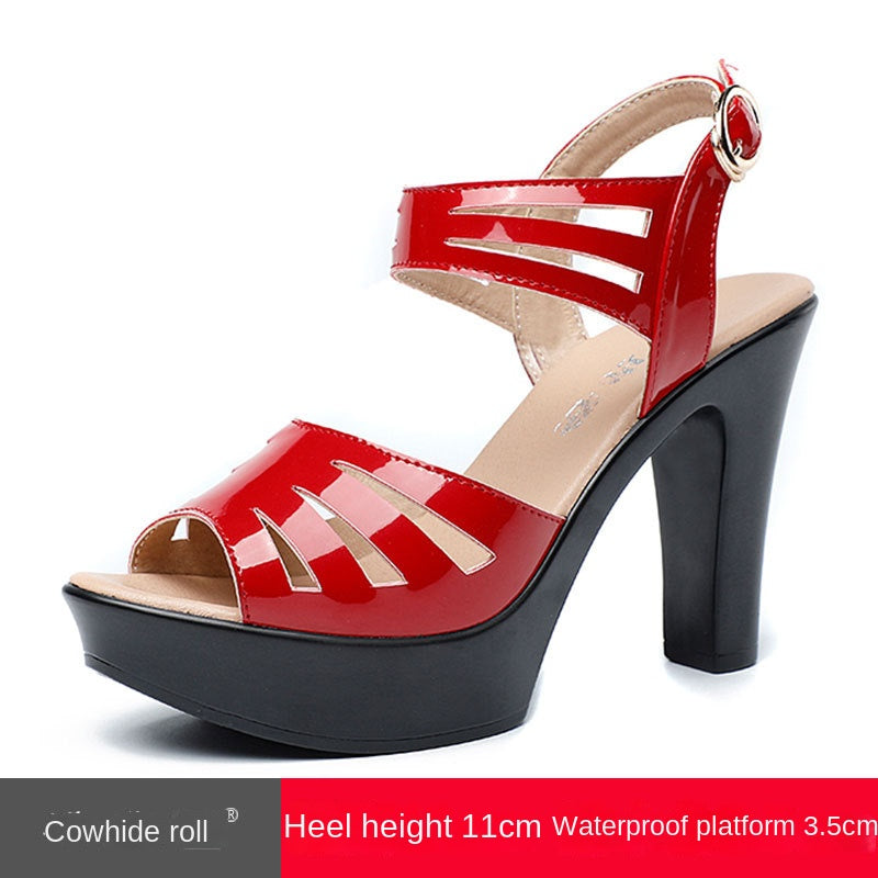 Ladies Elegant Party Sandals Women Summer Shoe 2022 Wedges Shoes for Female Fashion Heels Open-toe Platform Patent Leather Shoe