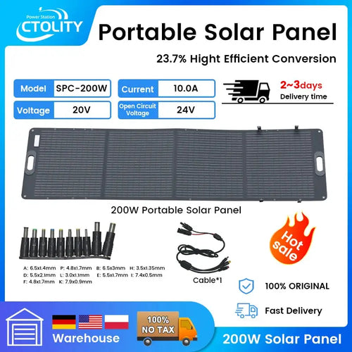 Solarpanel 200W Faltbar ETFE Monokristall 12V Bis 24V IP68 Camping