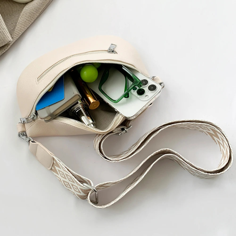 Women Stylish Crossbody Bag with Wide Strap Fashion Sling Bag Multi-pocket Coin Phone Purse Travel Outdoor Bag