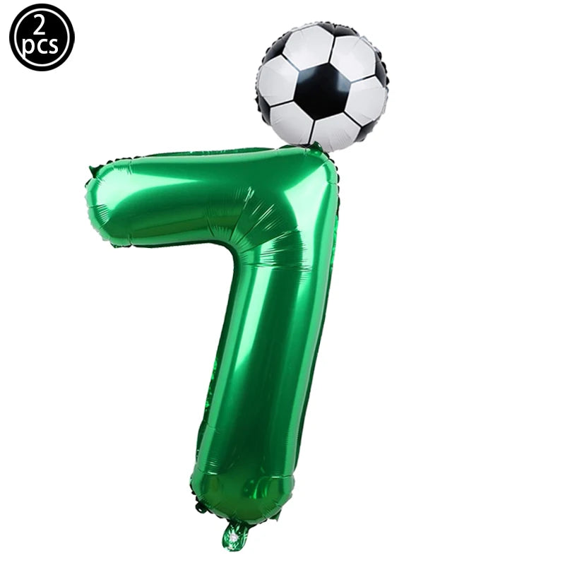 Baloane cu numere de fotbal 2025: Set folie verde 32" - Colecția Sports Party