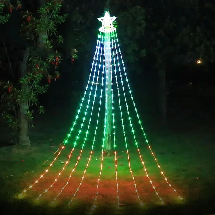 PAMNNY Smart App Control Wasserfall Lichterkette - USB-betrieben, Über 200 LEDs