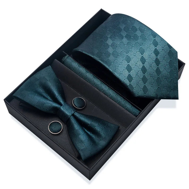 Men's Tie Pin cuff square bow Tie with pocket square cufflinks Set Paisley Men's Business Wedding Suit Accessories 6-piece set