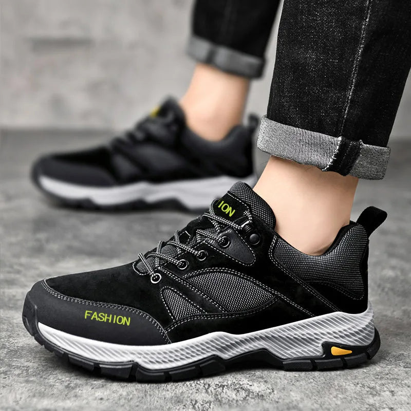 Men Sneakers Casual Breathable Hiking Walking Shoes Man Outdoor Fashion Leather Anti-slip Climbing Trekking Sneakers Footwears