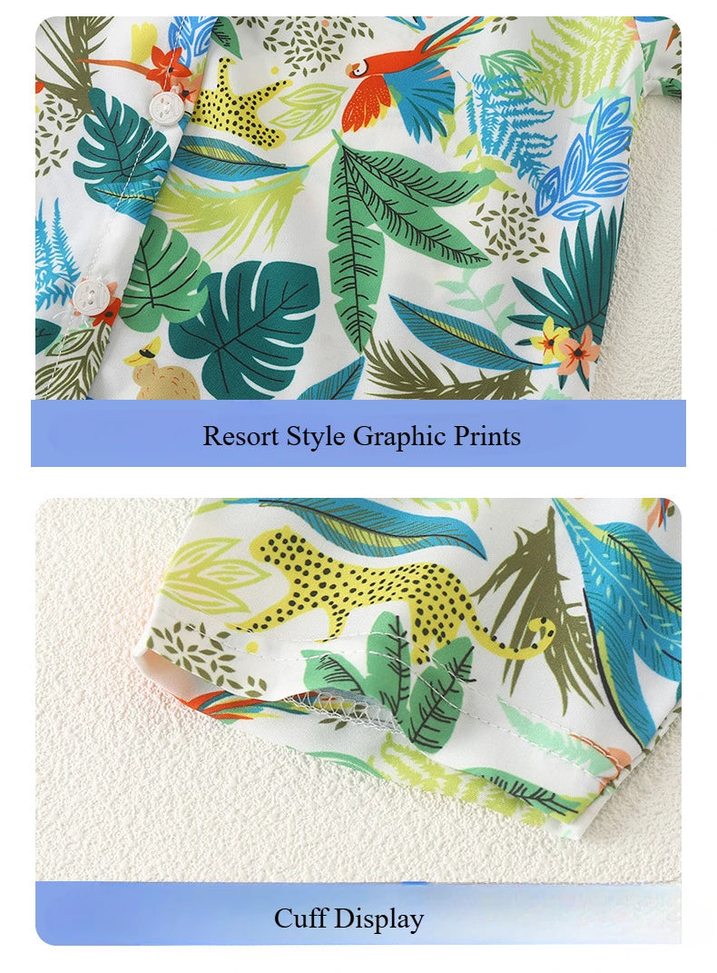 Somenie Boys Summer Shirt Set Clothes Infant Vacation Style Thin Short Sleeve + Shorts 2 Piece Kids Clothes Trend 2025