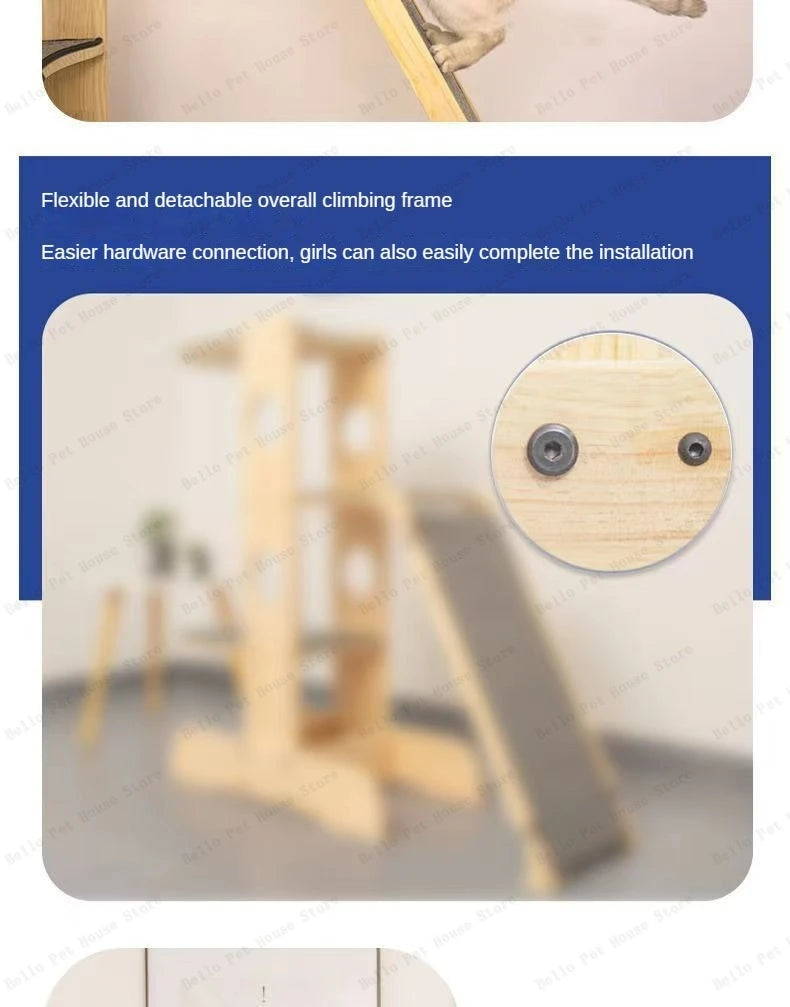 Mehrstöckig Katzen Baumhaus Massivholz Katzen Klettergerüst Multifunktional Katzenhaus Katzen Klettern Spielzeug Katzen Hängematte Haustier Zubehör